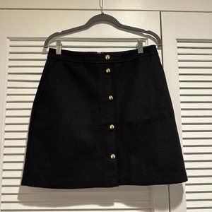 LOFT Black Wooly Gold Button Pocket Skirt